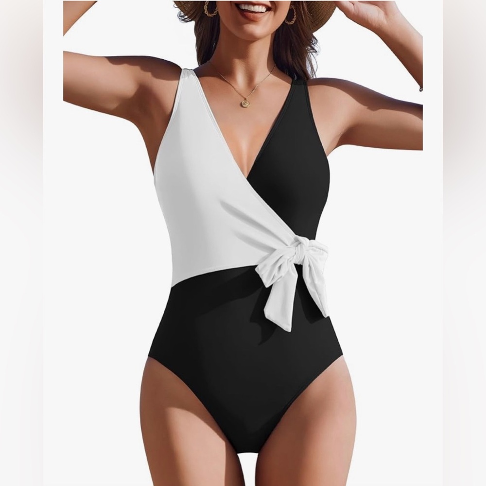 Black and White Women's One Piece Swimsuit